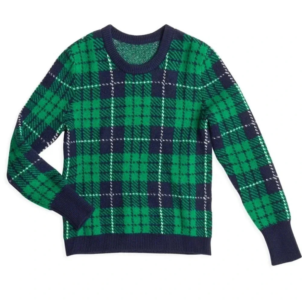 Court & Rowe Cozy Boucle Plaid Sweater Wool Check